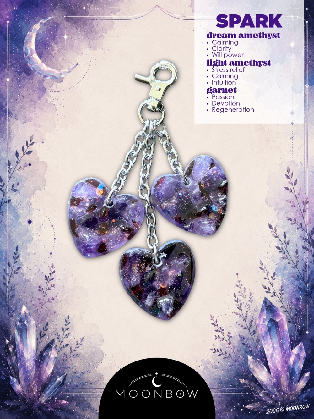 Moonbow SPARK Charm - Dream Amethyst, Light Amethyst, Garnet - Picture 1 of 7